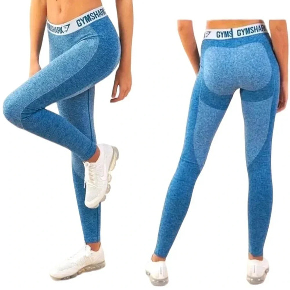 Gymshark Flex Leggings In Deep Teal/Ice Blue Athletic Pants Seamless Size XS - Picture 1 of 8